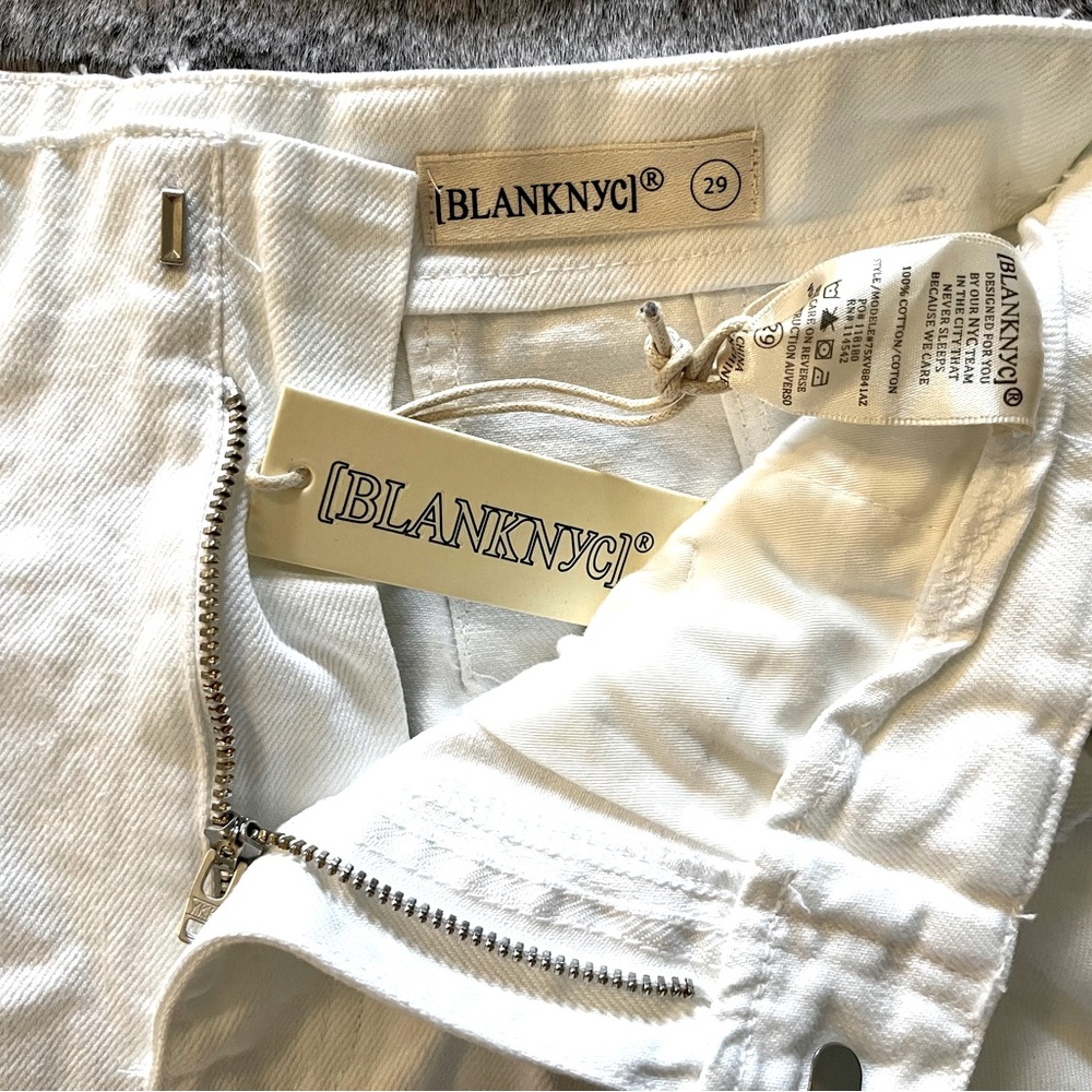 NWT BlankNYC white denim high waisted shorts head in the clouds size 29 belted - Picture 8 of 13